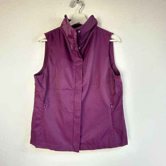 Eileen Fisher Womens Purple Cotton Funnel Neck Vest Large Lightweight Pockets - Picture 1 of 8